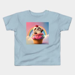 Awww. Cute Furry Baby on a Cupcake with a Heart Kids T-Shirt